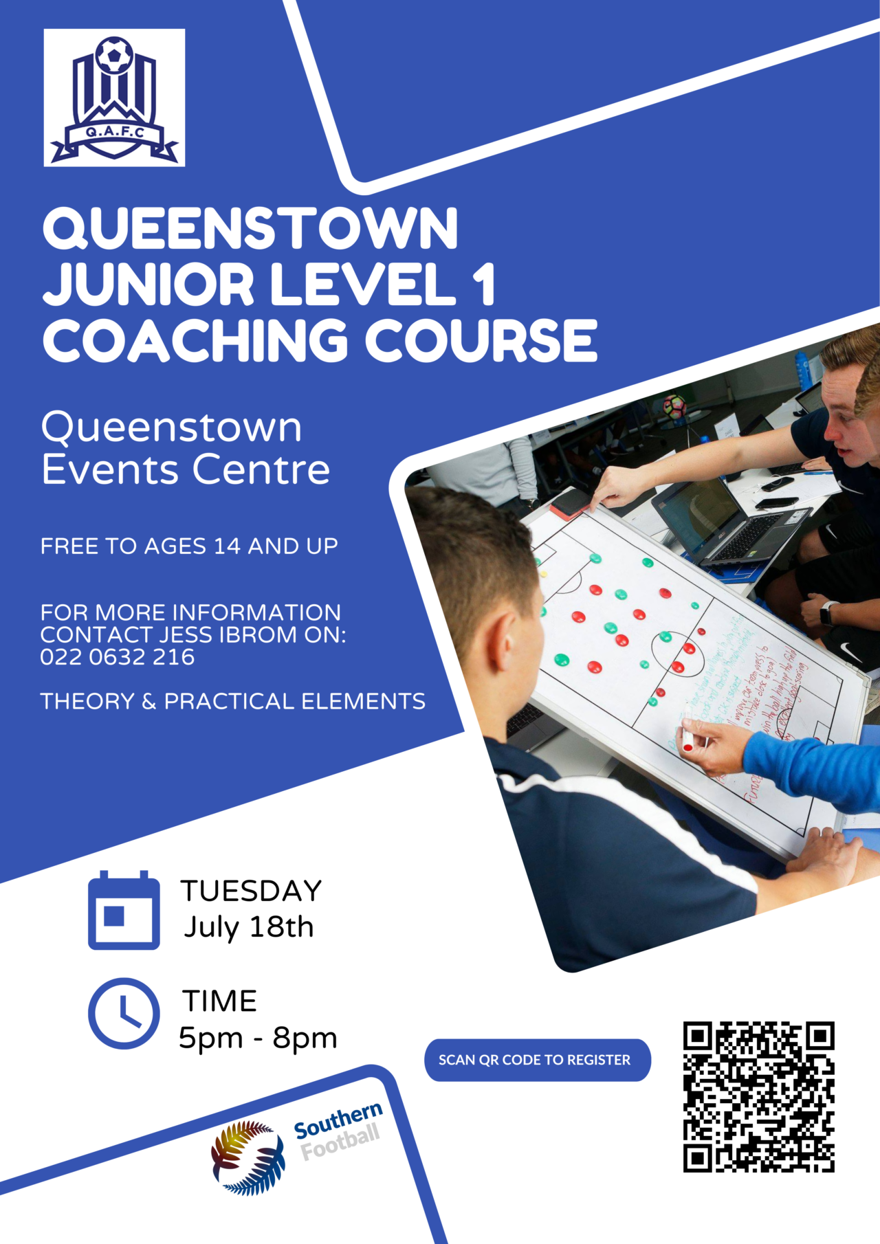 Supporting our coaches Junior Level 1 coaching course QEC ⋆ Queenstown Football